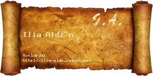Ilia Alán névjegykártya